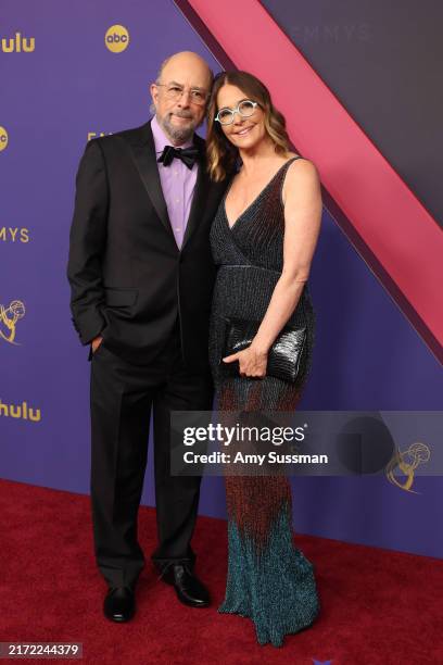 Richard Schiff and Sheila Kelley attends the 76th Primetime Emmy Awards at Peacock Theater on September 15, 2024 in Los Angeles, California.