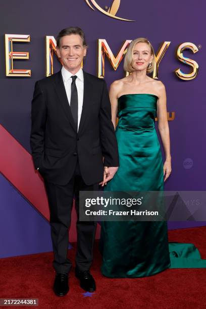 Billy Crudup and Naomi Watts attend the 76th Primetime Emmy Awards at Peacock Theater on September 15, 2024 in Los Angeles, California.