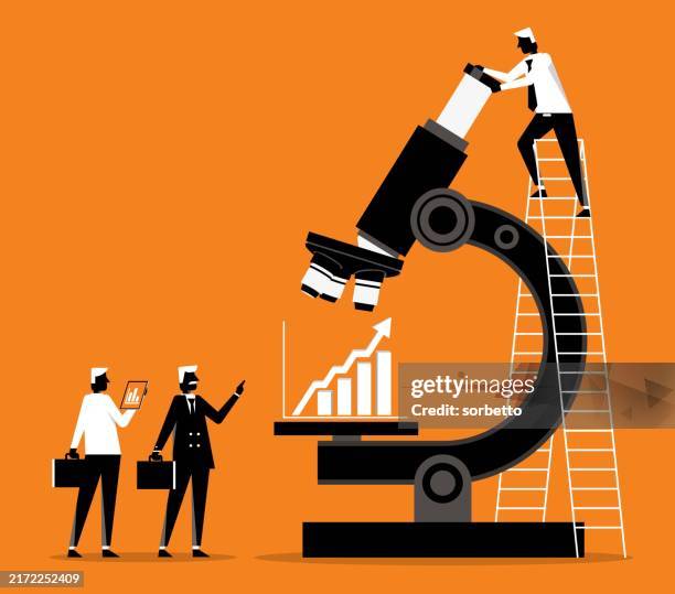 data analysis - microscope lens stock illustrations