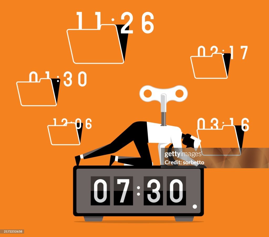 Overwork Clock Digital Clock Time Pressure Businessman High-Res Vector Graphic - Getty ...