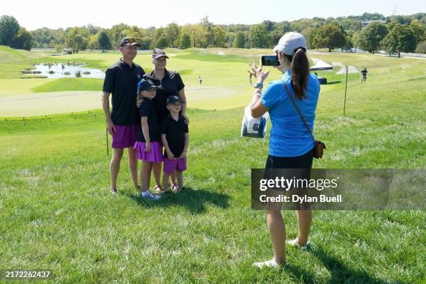 Spectators pose for photos during the 2024 Drive, Chip and Putt Regional Qualifier at Valhalla Golf Club on September 15, 2024 in Louisville,...