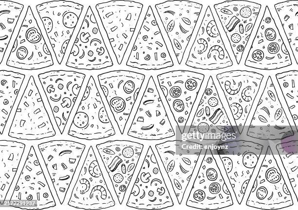seamless pizza slices wallpaper background - pizza box stock illustrations