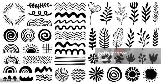 ilustraciones, imágenes clip art, dibujos animados e iconos de stock de elementos de diseño dibujados a mano - estilo boho