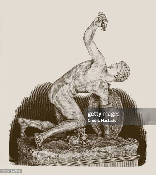 gladiator sculpture - roman warrior stock illustrations