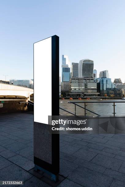 blank digital billboard in london business district - electronic billboard stock pictures, royalty-free photos & images