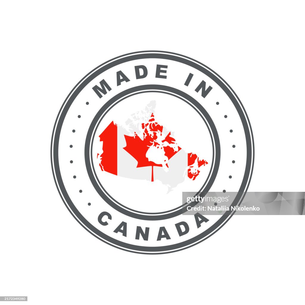 Made in Canada. Emblem of the country of origin of the product. Product label. Quality mark.