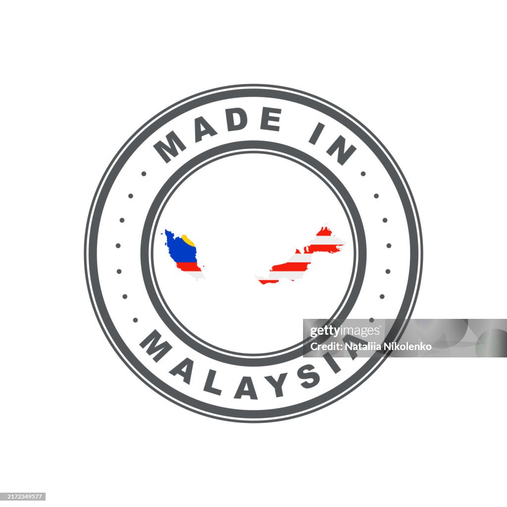 Made in Malaysia. Emblem of the country of origin of the product. Product label. Quality mark.