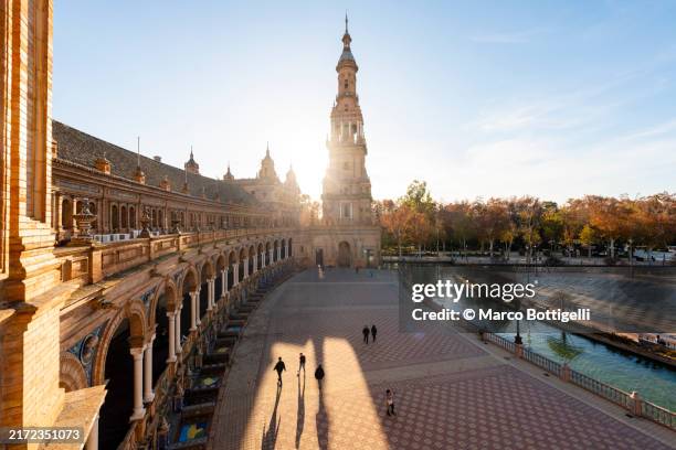 plaza de espana, seville, spain - seville stock pictures, royalty-free photos & images