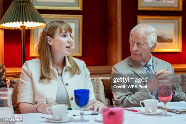 King Charles III, alongside Deputy Prime Minister Angela Rayner, joins a discussion with the Scottish Violence Reduction Unit on Youth Opportunities...