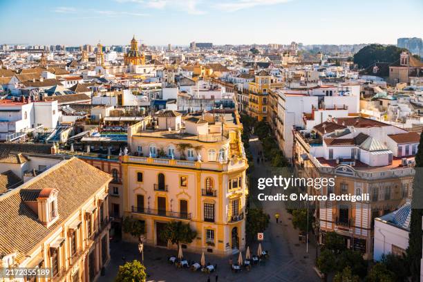 aerial cityscape, seville, spain - sevilla stock-fotos und bilder