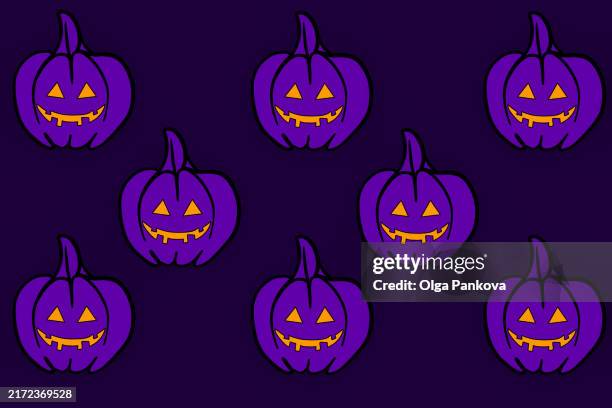 halloween pumpkins background - pumpkin pattern stock pictures, royalty-free photos & images