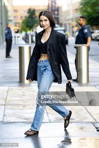 Lily Collins is seen in Hudson Square on September 16, 2024 in New York City.