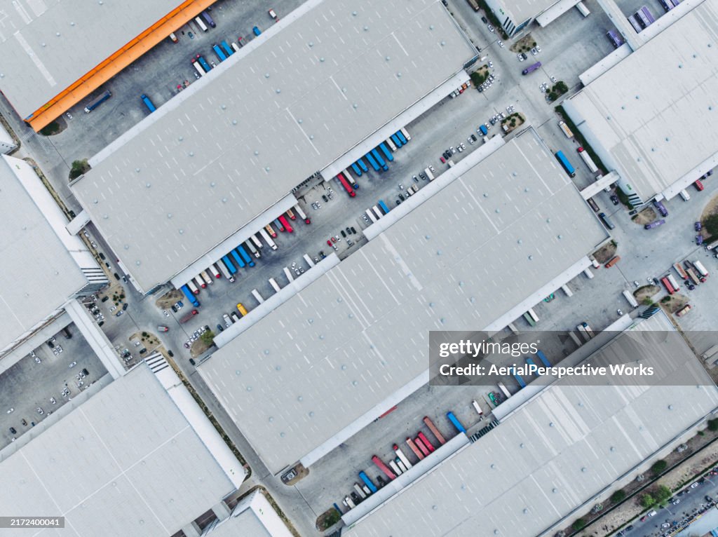 Distributing View Aerial View Of The Logistics And Distribution Center High-Res Stock ...
