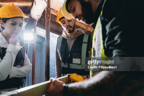 trade school lesson on a construction site - building contractor stock pictures, royalty-free photos & images