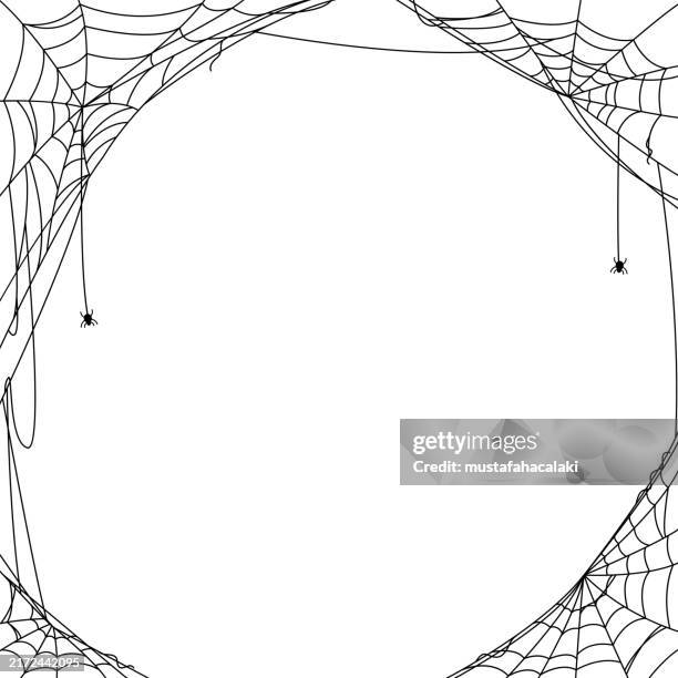 stockillustraties, clipart, cartoons en iconen met spider web illustration on white background - spinnenweb