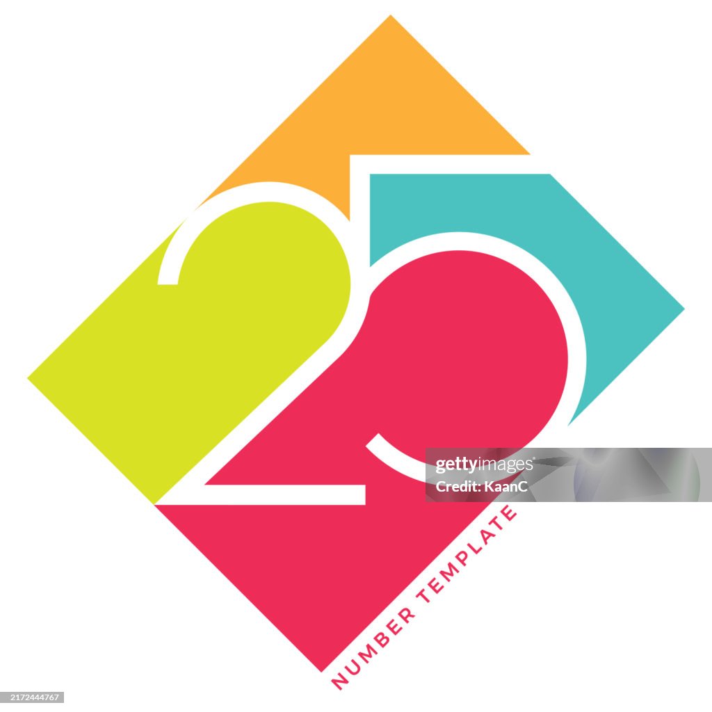 Number 25. Abstract number template. Anniversary number template isolated, anniversary icon label, anniversary symbol vector stock illustration