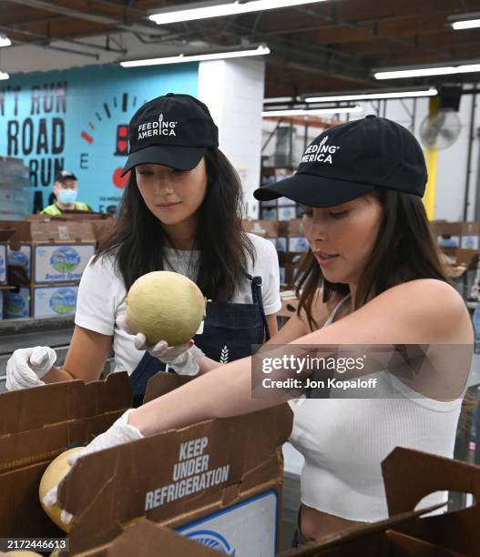 Adeline Rudolph and Priscilla Quintana attend Feeding America Hosts Hunger Action Month Event At Los Angeles Regional Food Bank at Los Angeles...