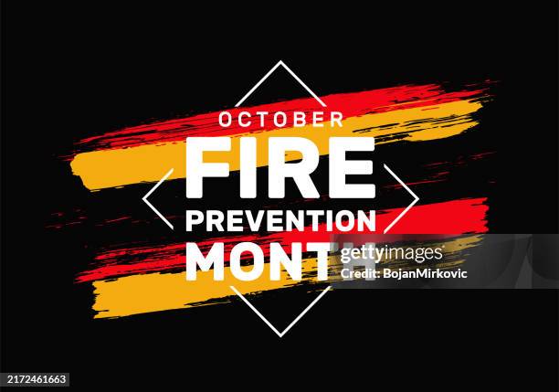 fire prevention month in october. vector - fire prevention stock illustrations