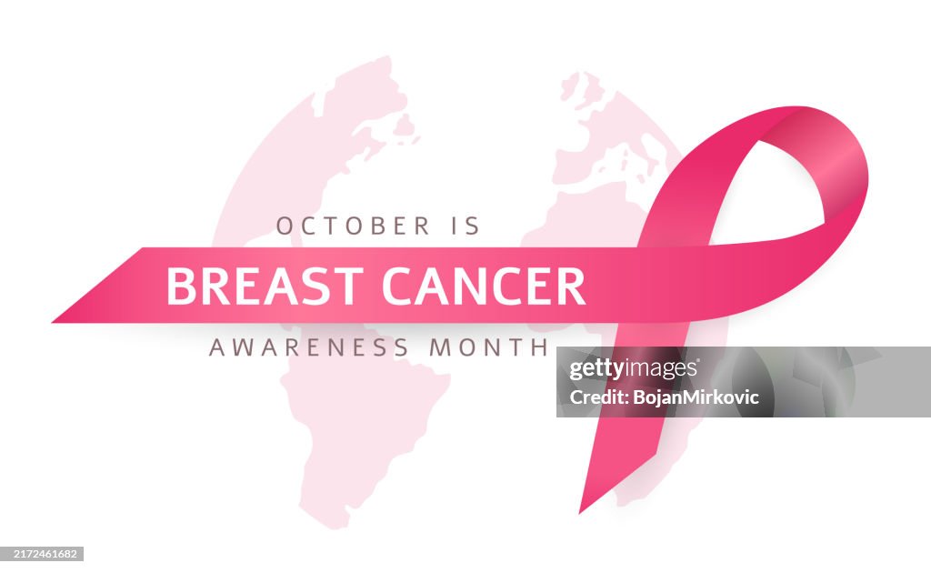Breast Cancer Awareness Month poster. October. Vector