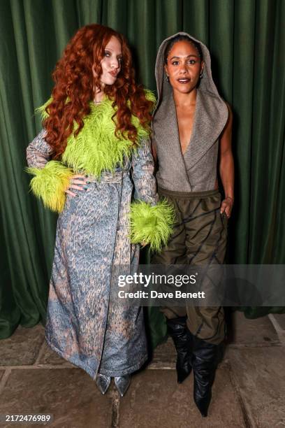 Jess Glynne and Alex Scott attend the closing party for London Fashion Week presented by 1664 Blanc celebrating 40 years of LFW, with the BFC and...