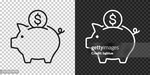 stockillustraties, clipart, cartoons en iconen met piggy bank with dollar coin. icon for design on blank background - spaarvarken