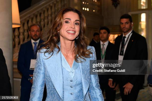 Queen Rania al Abdullah of Jordan attends during the 50th TEHA Forum of Cernobbio on September 7, 2024 in Cernobbio, Italy.
