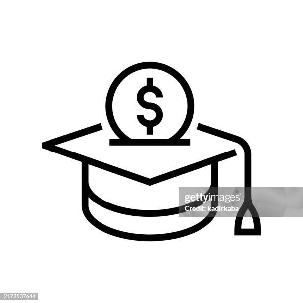 scholarship line icon. education, graduation, education fee, benefit. - tuition stock illustrations