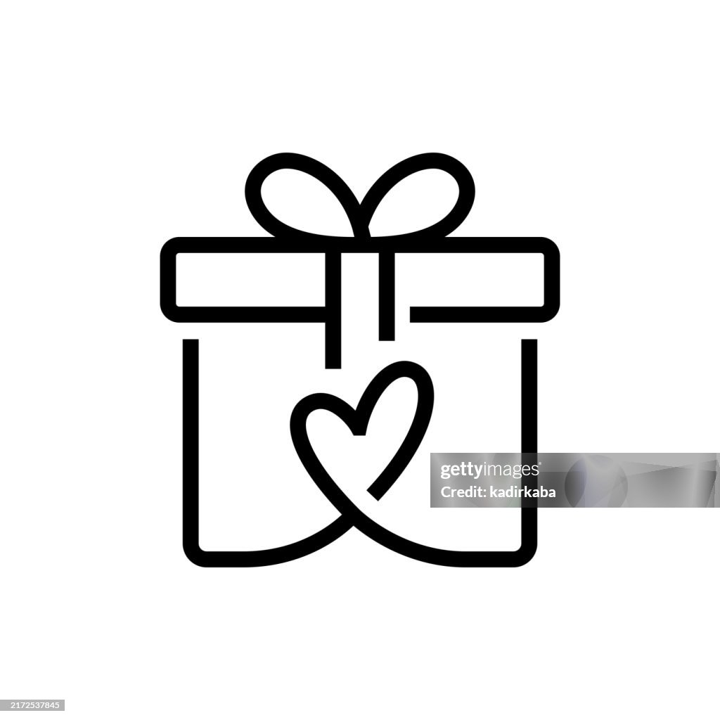 Icône de la ligne de sacs cadeaux. Fête, anniversaire, anniversaire, Noël, échange de cadeaux, don de cadeaux, réception d’un cadeau, colis, boîte.