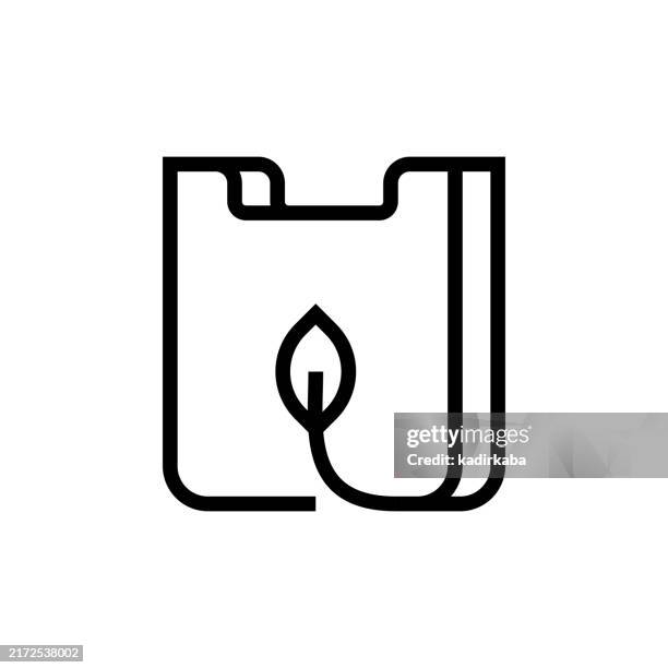 ecological packaging environmental protection, biodegradable packaging line icon - biodegradable packaging stock illustrations