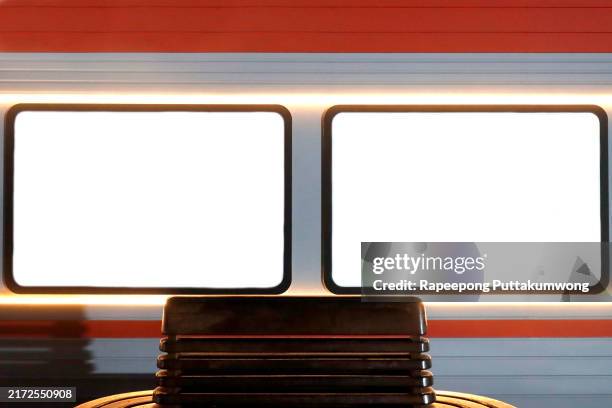 two blank billboards in a subway station - dual railway stock pictures, royalty-free photos & images