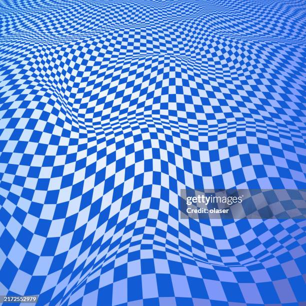 blue checked 3d surface of warped squares, with perspective - wireframe landscape stock illustrations