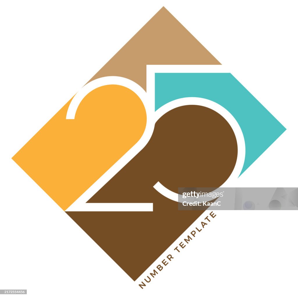 Number 25. Abstract number template. Anniversary number template isolated, anniversary icon label, anniversary symbol vector stock illustration
