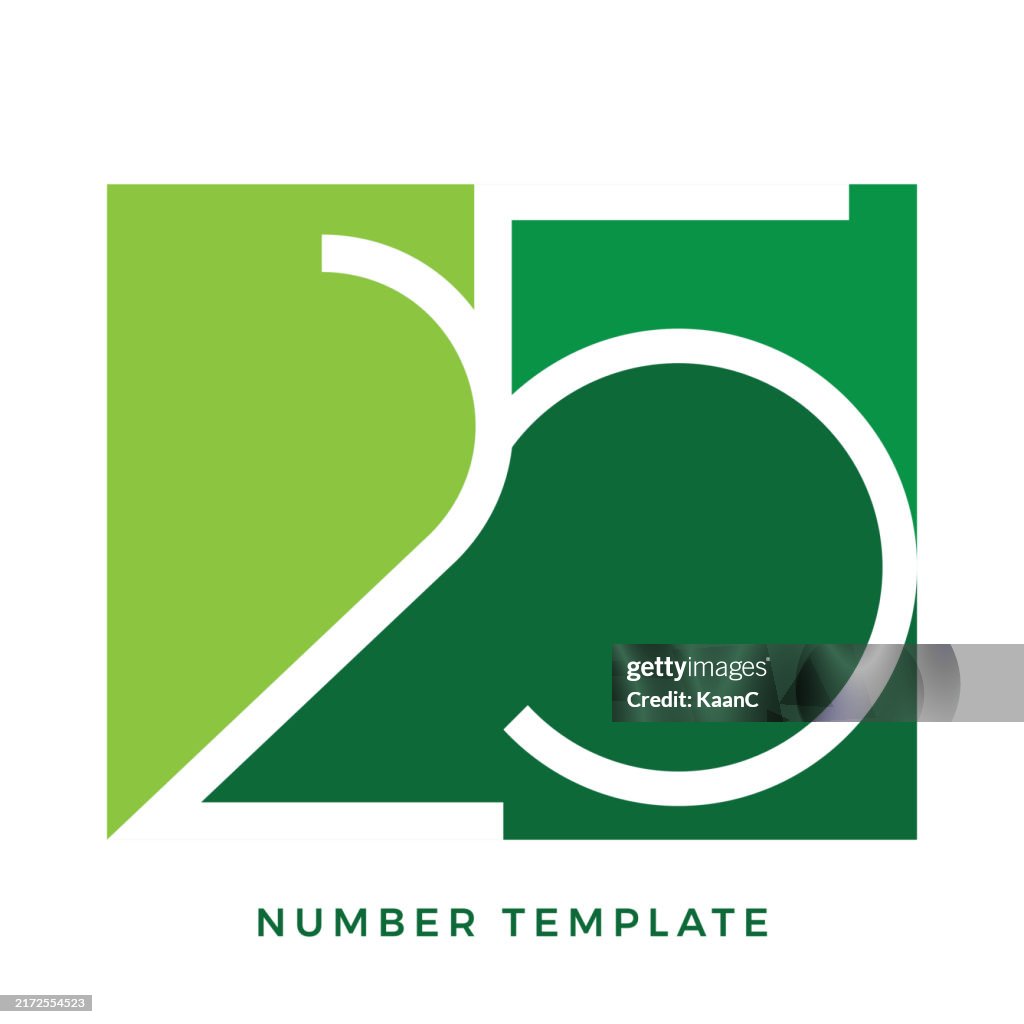 Number 25. Abstract number template. Anniversary number template isolated, anniversary icon label, anniversary symbol vector stock illustration