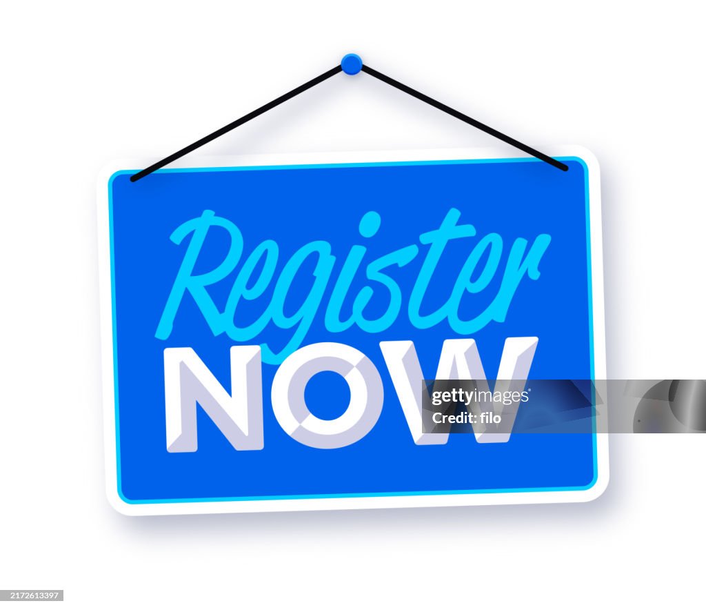 Now Transfering Sign Register Now Blue Hanging Sign High-Res Vector Graphic - Getty Images