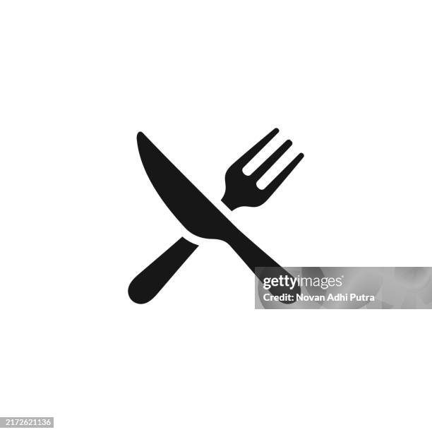 fork and knife icon - fork stock illustrations