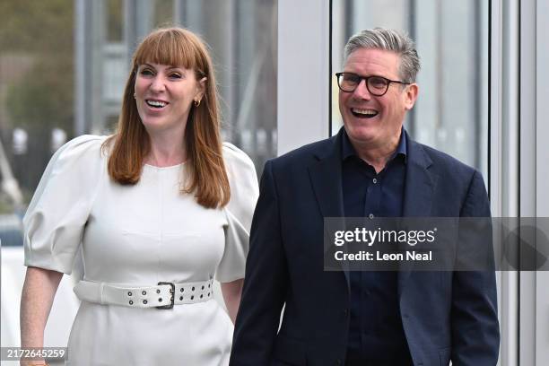 Deputy Prime Minister Angela Rayner and Prime Minister Keir Starmer arrive ahead of the Labour Party Conference 2024 at ACC Liverpool on September...