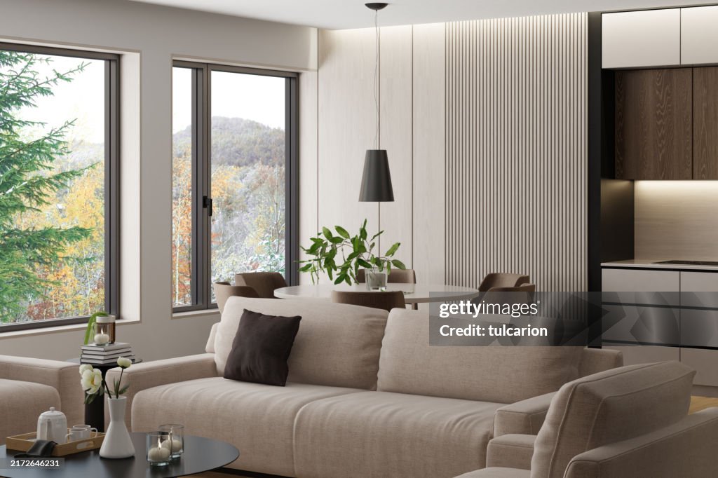 Bright Modern Scandinavian Interior with White and Pine Wood Elements