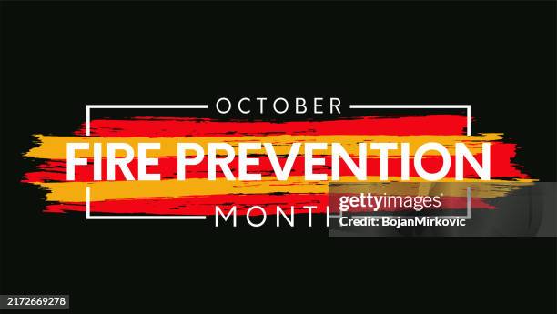 fire prevention month watercolor card, october. vector - week stock illustrations