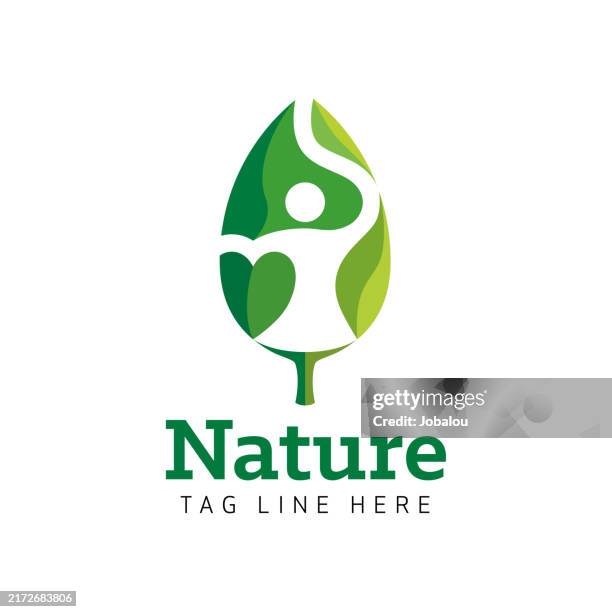 green nature healthy and body balance icon design - yoga logo stock illustrations