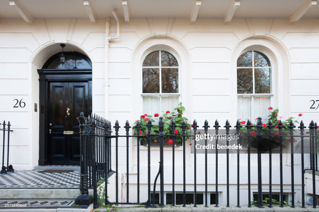 Townhouse London England UK White Stucco