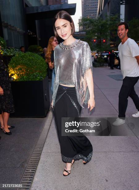 Lily Collins is seen on September 17, 2024 in New York City.
