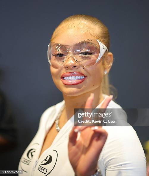 Rapper Latto poses for a picture after the Atlanta Dream defeated the ...