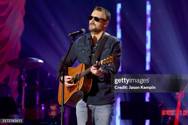 In this image released on September 18 Eric Church performs onstage during the 17th Academy Of Country Music Honors at Ryman Auditorium on August 21,...