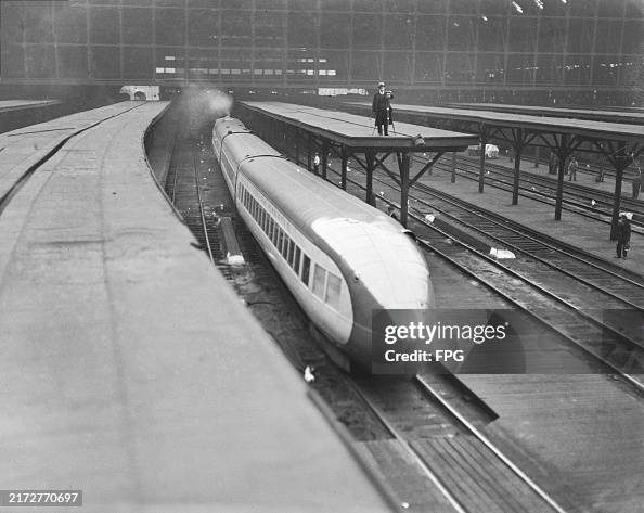 Streamlined Express Engine A high-angle view of the Union Pacific Streamlined Express, with a ...