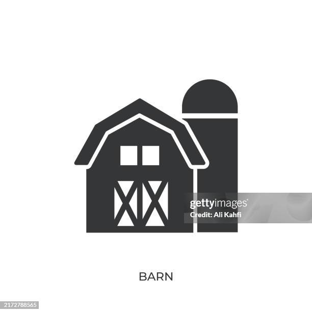 barn glyph solid icon. solid icon that can be applied anywhere, simple, pixel perfect and modern style - barn stock illustrations