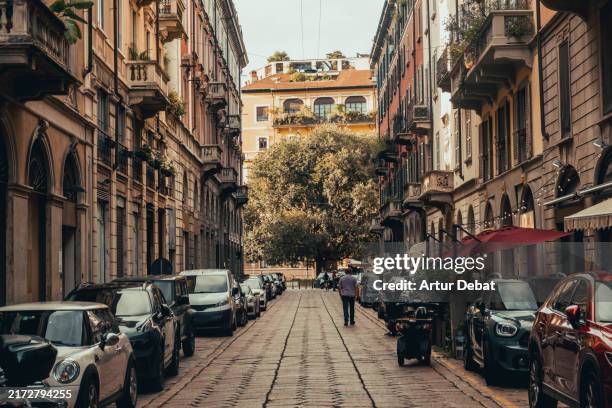 the luxury and quiet district of brera in milan - milan stock pictures, royalty-free photos & images