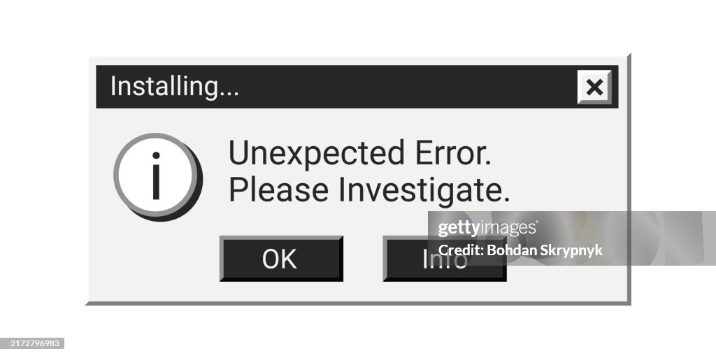 Old Error Window In Black Color High-Res Vector Graphic - Getty Images