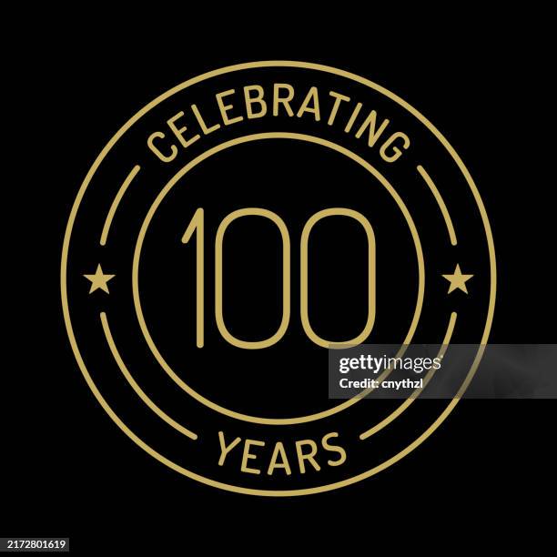 stockillustraties, clipart, cartoons en iconen met 100 years anniversary vector template design illustration for greeting card, poster, brochure, web banner etc. - 100-jarig-jubileum