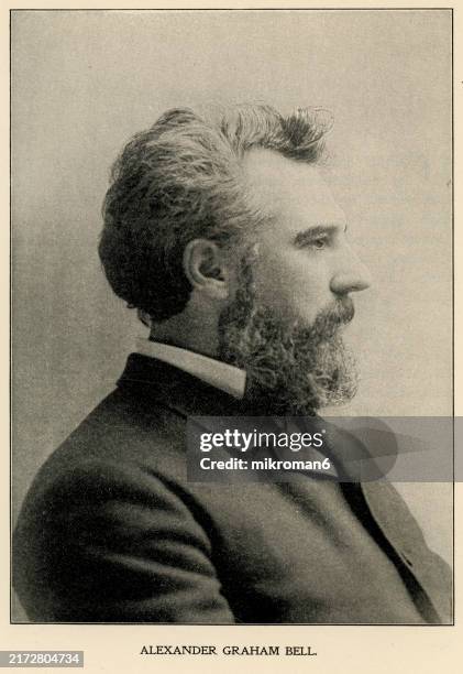portrait of alexander graham bell, a scottish-born canadian-american inventor, scientist and engineer who is credited with patenting the first practical telephone - alexander graham bell telephone stock pictures, royalty-free photos & images