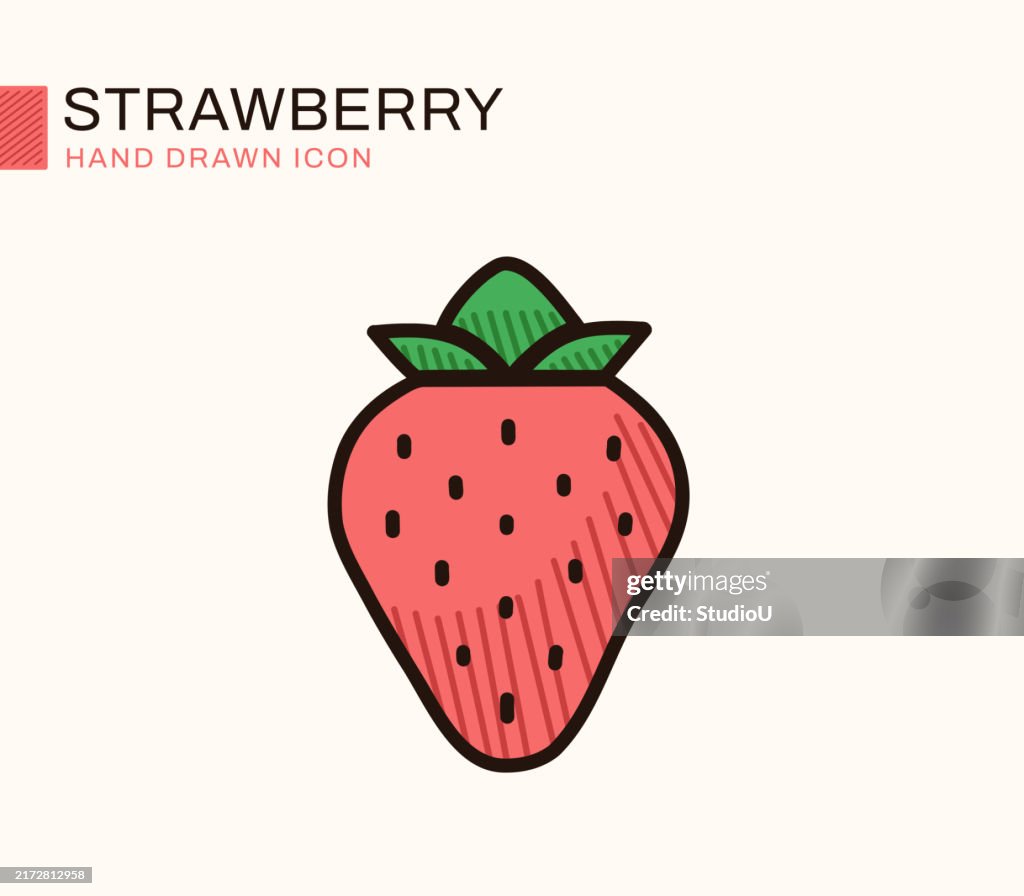 Strawberry Flat Design Single Line Icon
